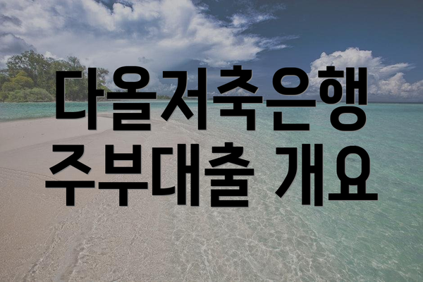 다올저축은행 주부대출 개요