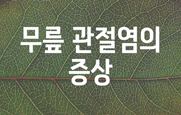 무릎 관절염의 증상