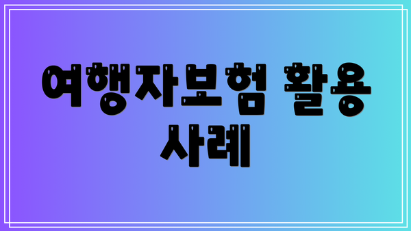 여행자보험 활용 사례