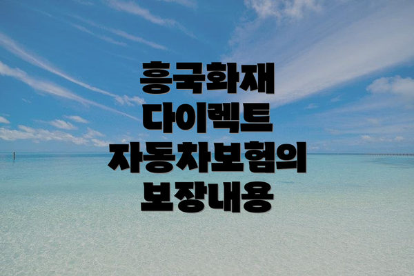 흥국화재 다이렉트 자동차보험의 보장내용