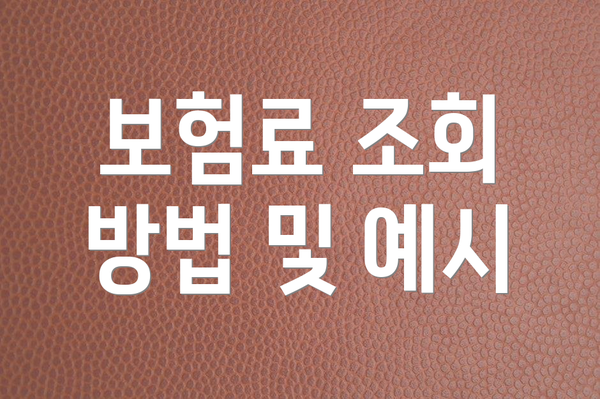 보험료 조회 방법 및 예시