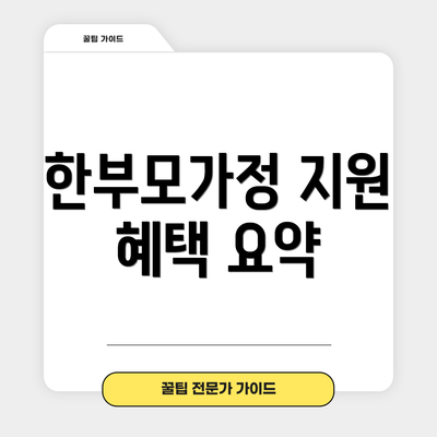 한부모가정 지원 혜택 요약