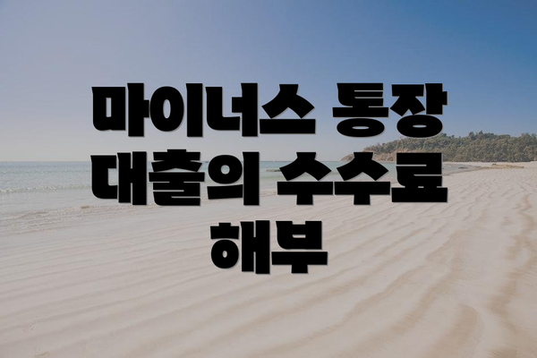 마이너스 통장 대출의 수수료 해부