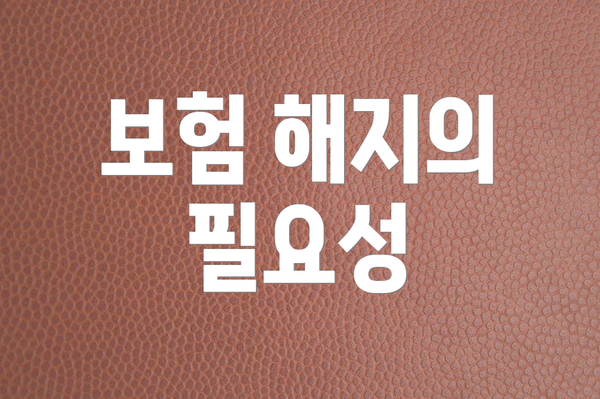 보험 해지의 필요성