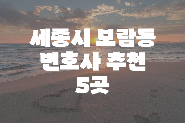 세종시 보람동 변호사 추천 5곳
