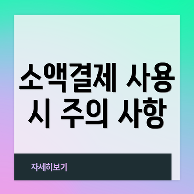 소액결제 사용 시 주의 사항