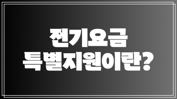 전기요금 특별지원이란?
