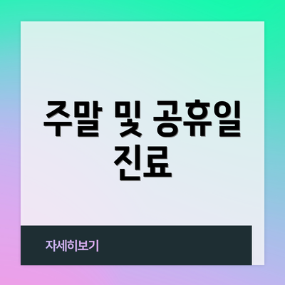 주말 및 공휴일 진료