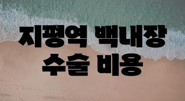 지평역 백내장 수술 비용