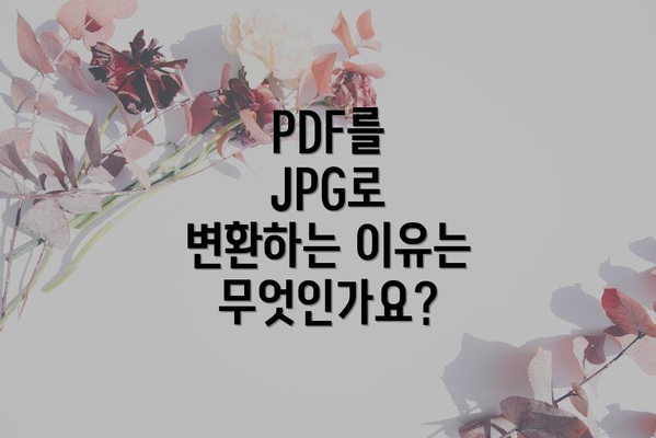 PDF를 JPG로 변환하는 이유는 무엇인가요?