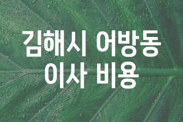 김해시 어방동 이사 비용